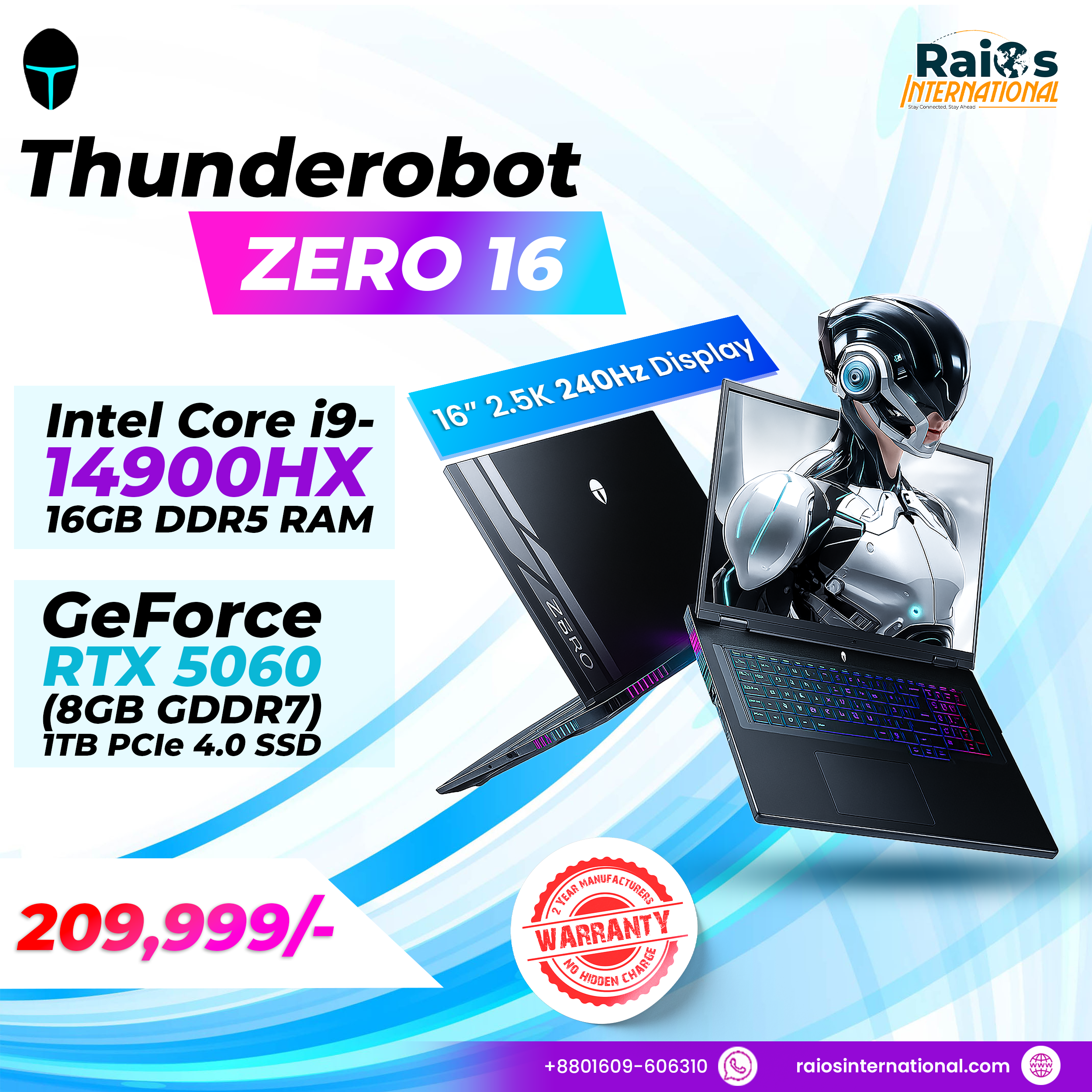1.2 Thunderobot ZERO 16 (2025) – i9-14900HX • RTX 5060 • 2.5K 240Hz • 16GB RAM • 1TB SSD Gaming Laptop - Image 1